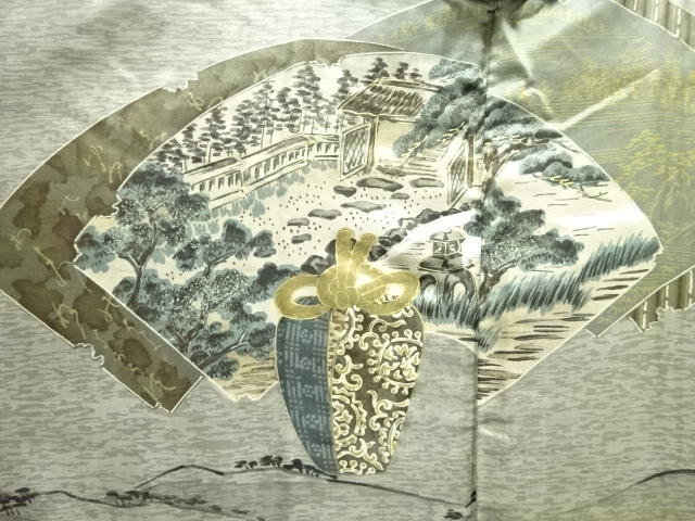 JAPANESE KIMONO / ANTIQUE MENS HAORI / SILK / TEA UTENSILS (lining)